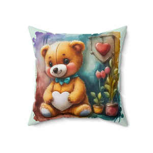 Teddy Bear Spun Polyester Square Pillow - Dipaliz - Throw Pillows