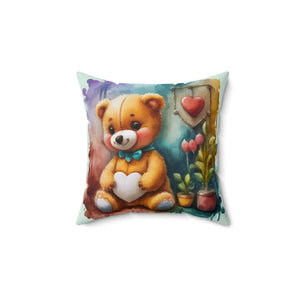 Teddy Bear Spun Polyester Square Pillow - Dipaliz - Throw Pillows