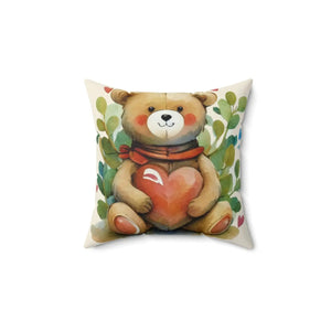 Heart Polyester Square – Teddy Bear Spun - Dipaliz - Throw Pillows