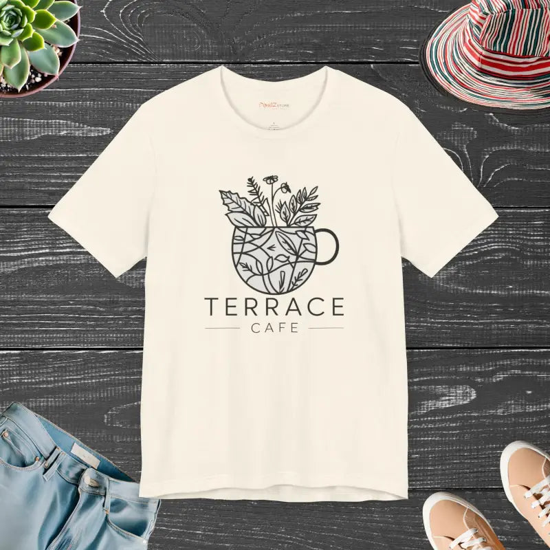 Upgrade your Style with Terrace Cafe Unisex Jersey Tee - Natural / s T-shirt