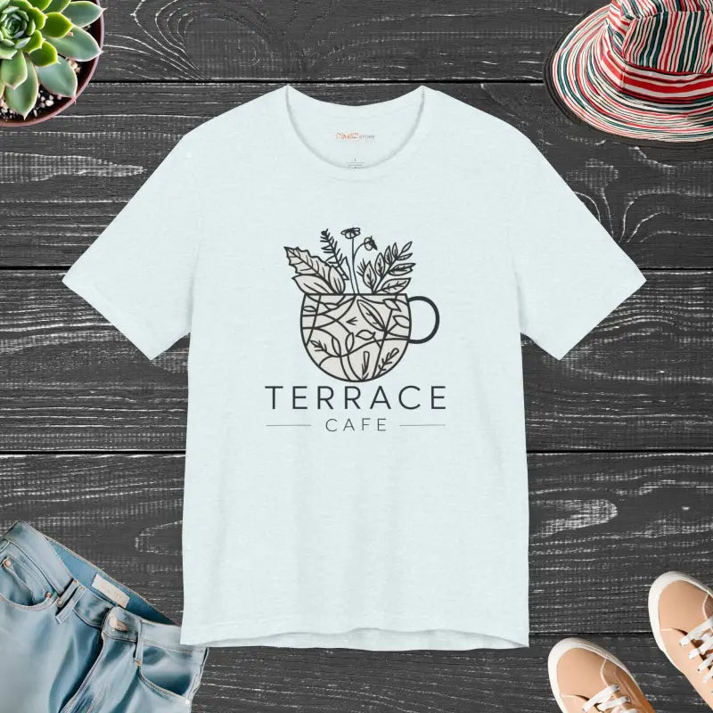 Upgrade your Style with Terrace Cafe Unisex Jersey Tee - Heather Ice Blue / s T-shirt