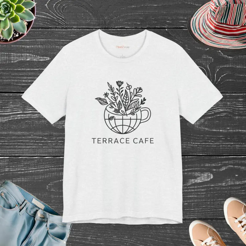 Upgrade your Look with Terrace Cafe Unisex Jersey Tee - Ash / s T-shirt