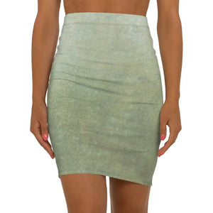 Textured Green Mini Skirt Fashion Forward Style - Dipaliz - Xs / Black Stitching - Skirts