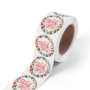 Sticker Label Rolls Enchanting Floral Thank you Design - Dipaliz - 2’’ × / 250 Pcs / Glossy - Labels & Tags