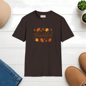 Thankful Autumn Tee Softstyle Cozy Fall Fashion Gift - Dipaliz - Dark Chocolate / s - T-shirts