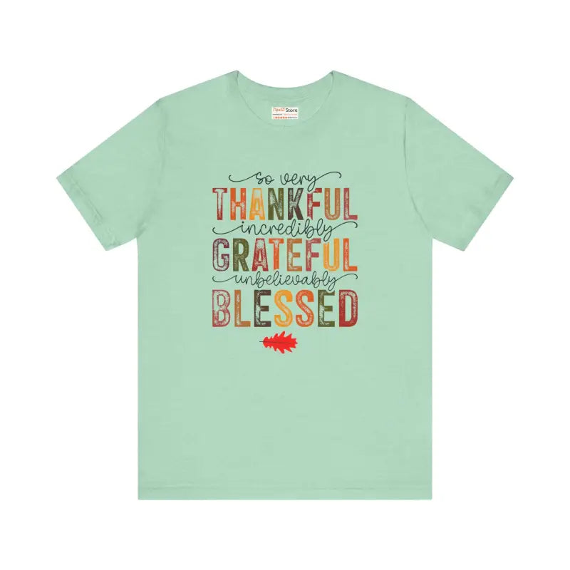 Embrace Thankful Vibes with our Cozy Jersey Short Sleeve Tee - Heather Mint / s T-shirt