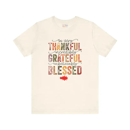 Embrace Thankful Vibes with our Cozy Jersey Short Sleeve Tee - Natural / s T-shirt