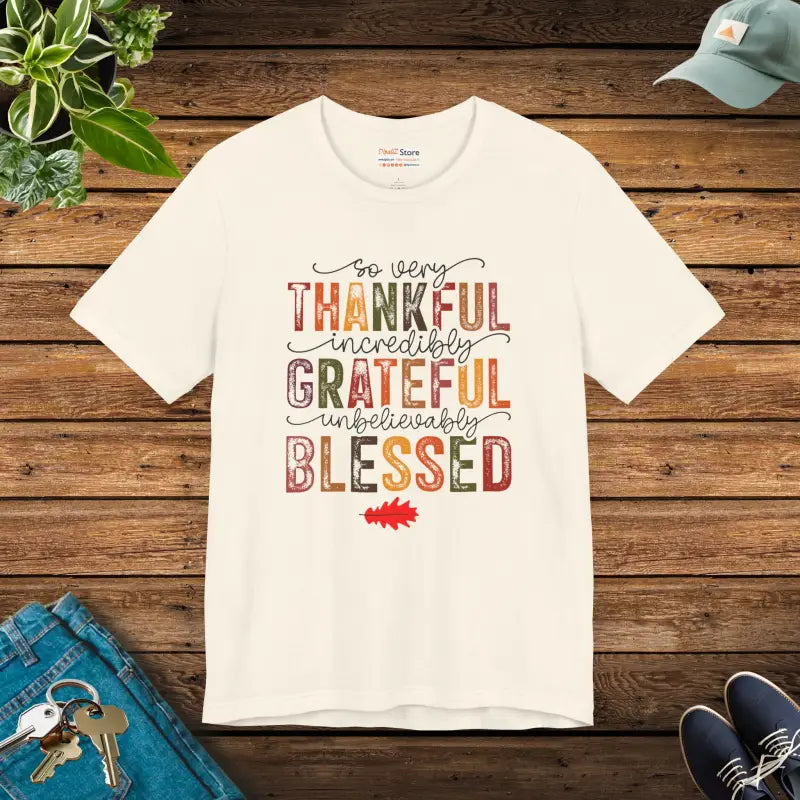 Embrace Thankful Vibes with our Cozy Jersey Short Sleeve Tee - T-shirt