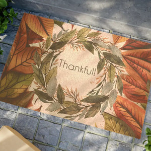 Happy Thanksgiving Foliage Welcome Mat - Cozy Fall Decor - Dipaliz - 24’’ x 16’’