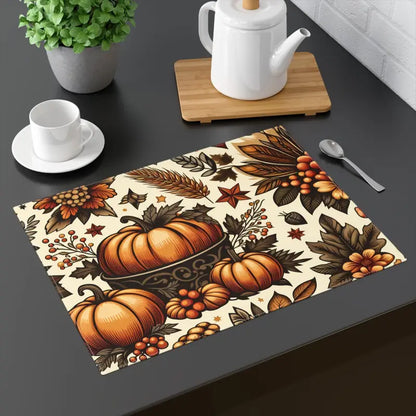 Transform your Table with Festive Pumpkins Placemat - 18’’ × 14’’ Home Decor