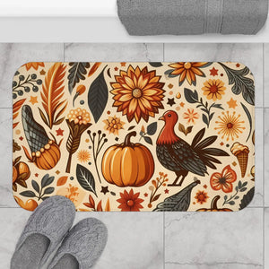 Thanksgiving Turkey Bath Mat - Anti-slip Comfort for Fall - Dipaliz - 34’’ × 21’’ - Home Decor