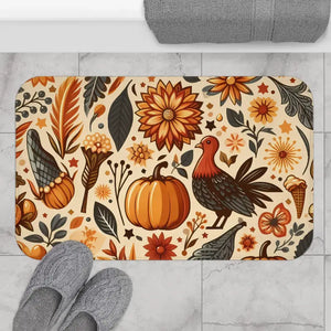 Turkey Bath Mat - Anti-slip Comfort Thanksgiving Design - Dipaliz - 34’’ × 21’’ - Mats & Rugs