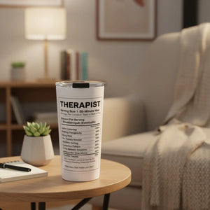 Therapist Nutrition Facts Tumbler 20oz | Funny Counselor Gift | Mental Health Travel Cup - Tumblers