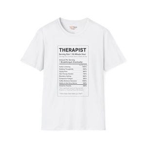 Therapist Nutrition Label T-shirt, Funny Gift Tee - T-shirts