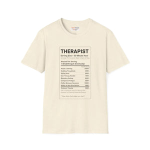 Therapist Nutrition Label T-shirt, Funny Gift Tee - T-shirts