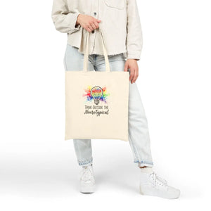 Think Outside the Neurotypical Canvas Tote Bag – Rainbow Lightbulb Neurodiversity - Bags