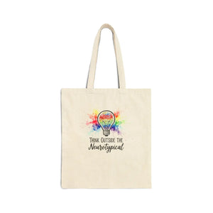 Think Outside the Neurotypical Canvas Tote Bag – Rainbow Lightbulb Neurodiversity - Bags