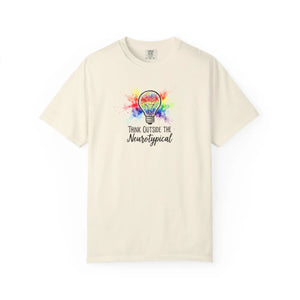 Think Outside the Neurotypical T-shirt, Rainbow Lightbulb Autism Awareness Tee - T-shirts - m