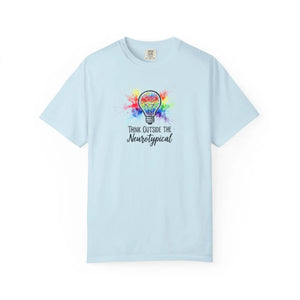 Think Outside the Neurotypical T-shirt, Rainbow Lightbulb Autism Awareness Tee - T-shirts - m