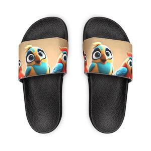 Three Cute Birds Youth Pu Slide Sandals - Summer Fun - Dipaliz - Black / Kid’s 13