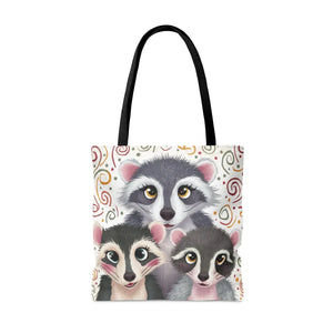 Dynamic All-over Print Tote Bag - Chic Raccoon Design - Dipaliz - Bags
