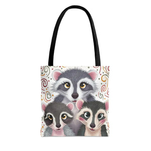 Dynamic All-over Print Tote Bag - Chic Raccoon Design - Dipaliz - Bags