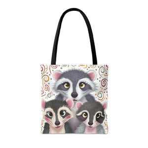 Dynamic All-over Print Tote Bag - Chic Raccoon Design - Dipaliz - Bags