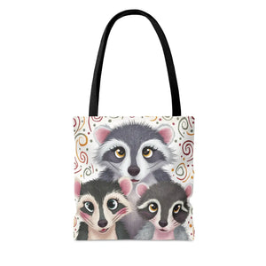 Dynamic All-over Print Tote Bag - Chic Raccoon Design - Dipaliz - Bags
