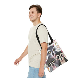 Dynamic All-over Print Tote Bag - Chic Raccoon Design - Dipaliz - Bags