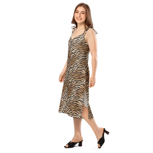 Tiger Print Midi Dress - Floaty Garden Party Style - Dipaliz - Dresses