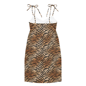 Tiger Print Midi Dress - Floaty Garden Party Style - Dipaliz - Dresses