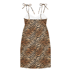 Fierce Tiger Print Midi Dress – Polyester Chiffon - Dipaliz - Dresses - Xs