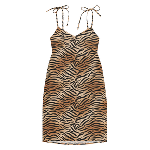Fierce Tiger Print Midi Dress – Polyester Chiffon - Dipaliz - Dresses - Xs