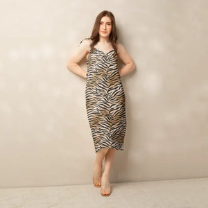 Tiger Print Midi Dress - Floaty Garden Party Style - Dipaliz - Xs - Dresses