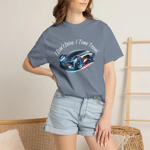 Time Travel Car T‑shirt, ?I Don’t Drive i Travel’ Graphic Tee - T-shirts