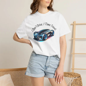 Time Travel Car T‑shirt, ?I Don’t Drive i Travel’ Graphic Tee - T-shirts