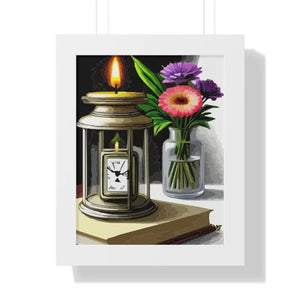 Candle Pocket Watch Framed Vertical Poster Vintage Art - Dipaliz - 11’’ x 14’’ / White - Posters Prints & Visual Artwork