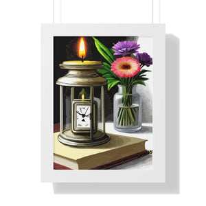 Candle Pocket Watch Framed Vertical Poster Vintage Art - Dipaliz - 12″ x 16″ / White - Posters Prints & Visual Artwork