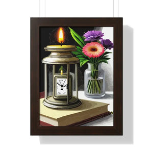 Candle Pocket Watch Framed Vertical Poster Vintage Art - Dipaliz - 12″ x 16″ / Walnut - Posters Prints & Visual Artwork
