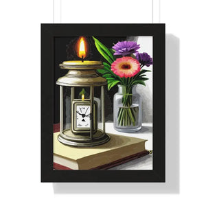 Candle Pocket Watch Framed Vertical Poster Vintage Art - Dipaliz - 12″ x 16″ / Black - Posters Prints & Visual Artwork
