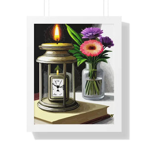 Candle Pocket Watch Framed Vertical Poster Vintage Art - Dipaliz - 16″ x 20″ / White - Posters Prints & Visual Artwork