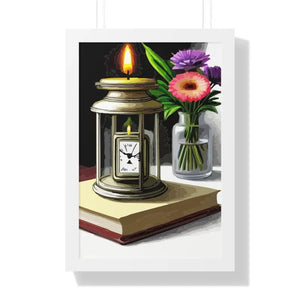 Candle Pocket Watch Framed Vertical Poster Vintage Art - Dipaliz - 16″ x 24″ / White - Posters Prints & Visual Artwork