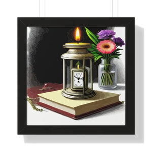 Candle Pocket Watch Framed Vertical Poster Vintage Art - Dipaliz - 16″ x / Black - Posters Prints & Visual Artwork