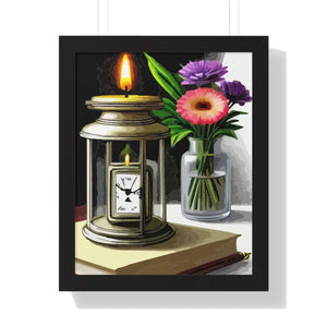 Candle Pocket Watch Framed Vertical Poster Vintage Art - Dipaliz - 16″ x 20″ / Black - Posters Prints & Visual Artwork