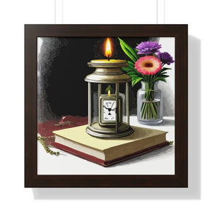 Candle Pocket Watch Framed Vertical Poster Vintage Art - Dipaliz - 16″ x / Walnut - Posters Prints & Visual Artwork