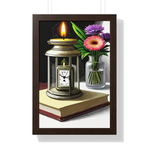 Candle Pocket Watch Framed Vertical Poster Vintage Art - Dipaliz - 16″ x 24″ / Walnut - Posters Prints & Visual Artwork