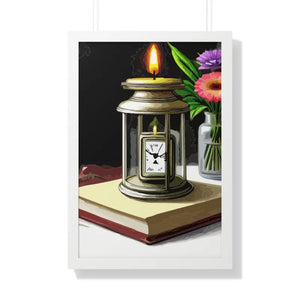Candle Pocket Watch Framed Vertical Poster Vintage Art - Dipaliz - 20’’ x 30’’ / White - Posters Prints & Visual Artwork