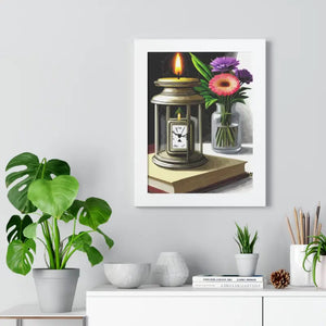 Candle Pocket Watch Framed Vertical Poster Vintage Art - Dipaliz - Posters Prints & Visual Artwork
