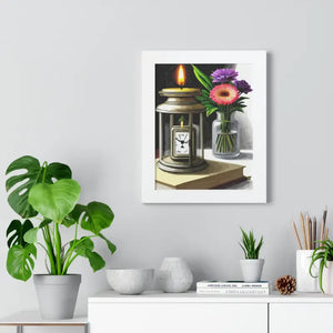Candle Pocket Watch Framed Vertical Poster Vintage Art - Dipaliz - Posters Prints & Visual Artwork
