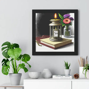 Candle Pocket Watch Framed Vertical Poster Vintage Art - Dipaliz - Posters Prints & Visual Artwork
